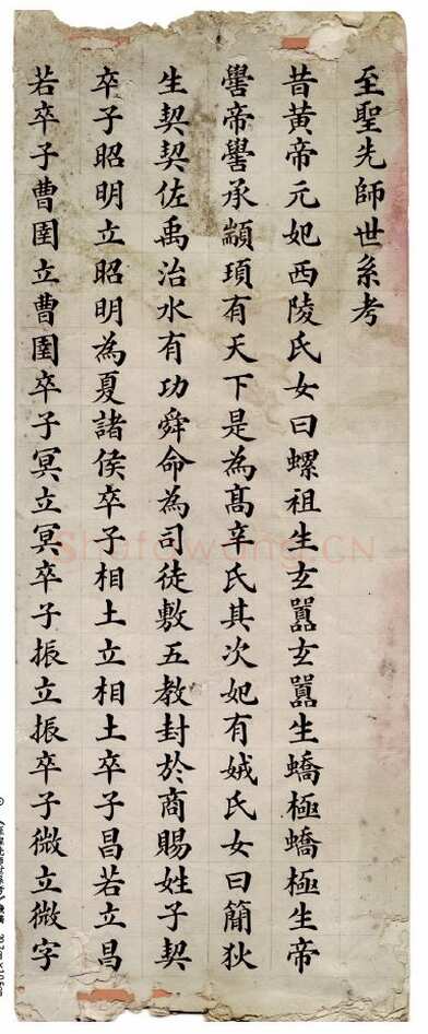 刘春霖《至圣先师世系考》残稿选页 29.7×10.5cm