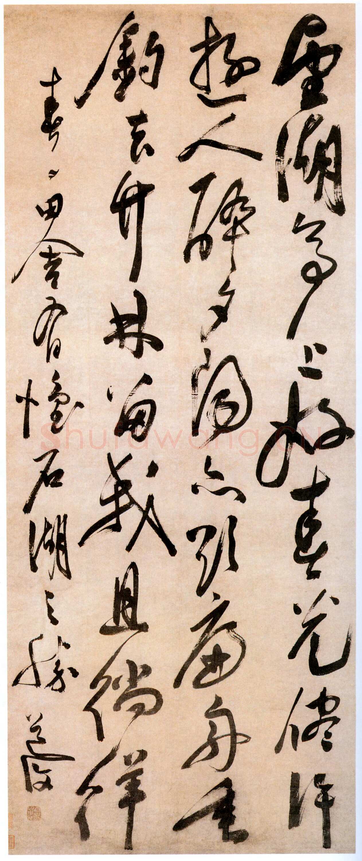 陈淳《春日田舍有怀石湖之胜七言诗轴》纸本草书 154.6×64.5cm 北京故宫博物院藏