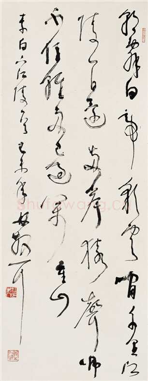 林散之《李白下江陵一首轴》纸本草书 1979年作 浦口求雨山文化名人纪念馆-林散之馆藏