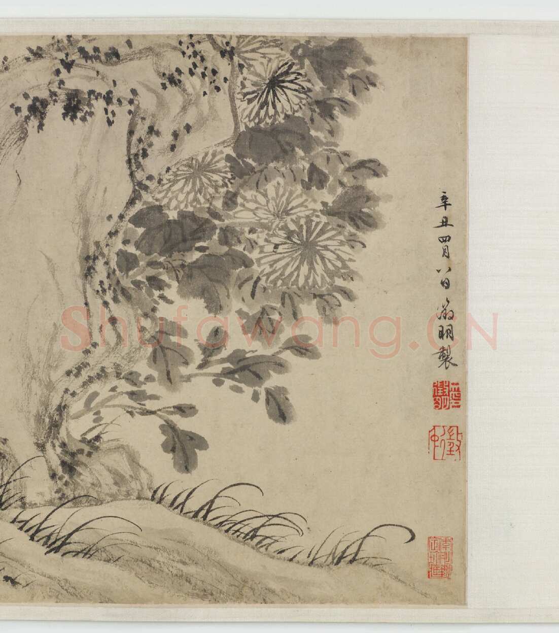 文徵明《归去来辞书画合卷》纸本行书 31.6×252.75cm(画心31.6×75.8cm)1539年 美国弗利尔美术馆藏