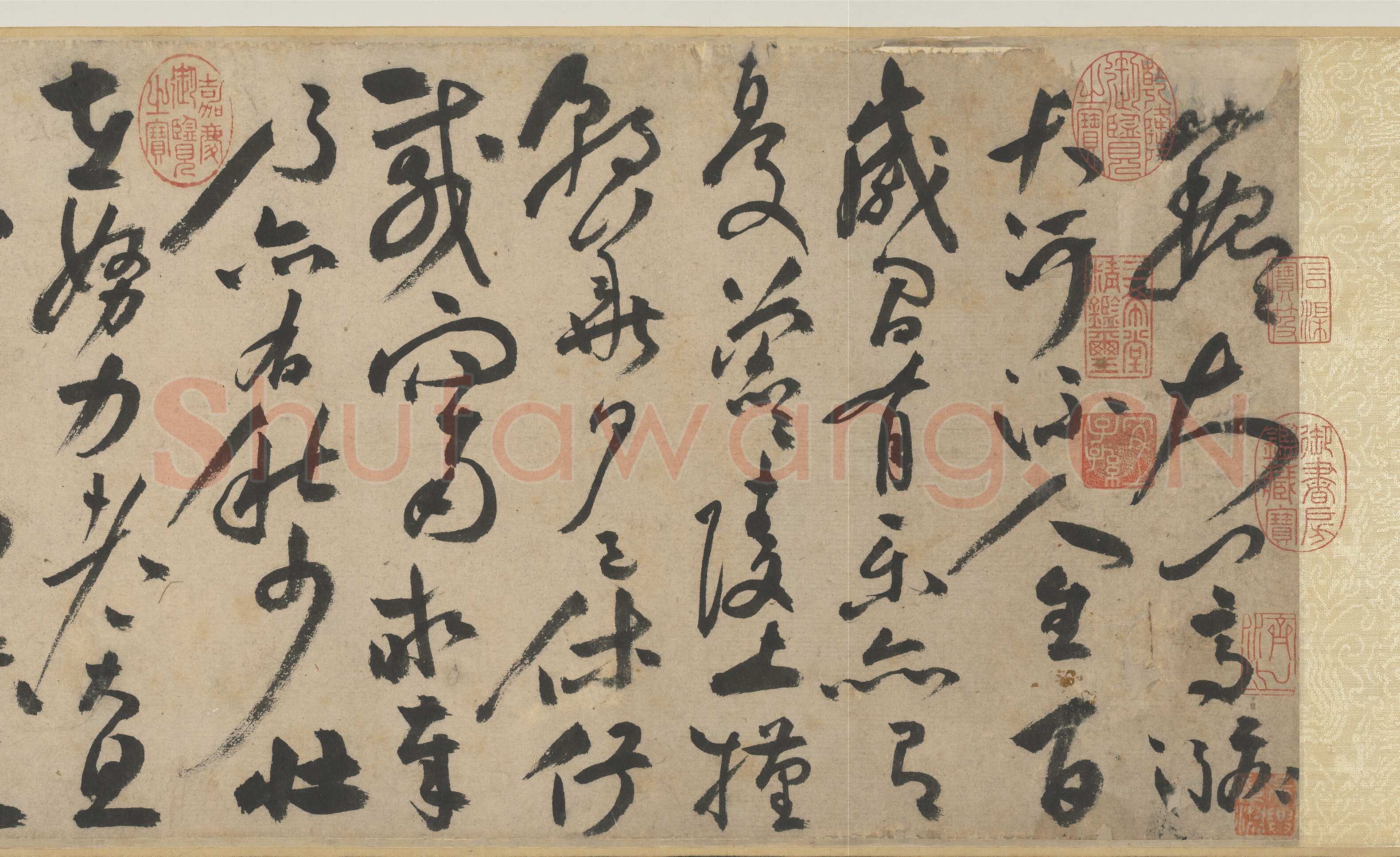 饶介《书五言古诗卷》纸本草书 26.2×362.5cm 1341年 台北故宫博物院藏