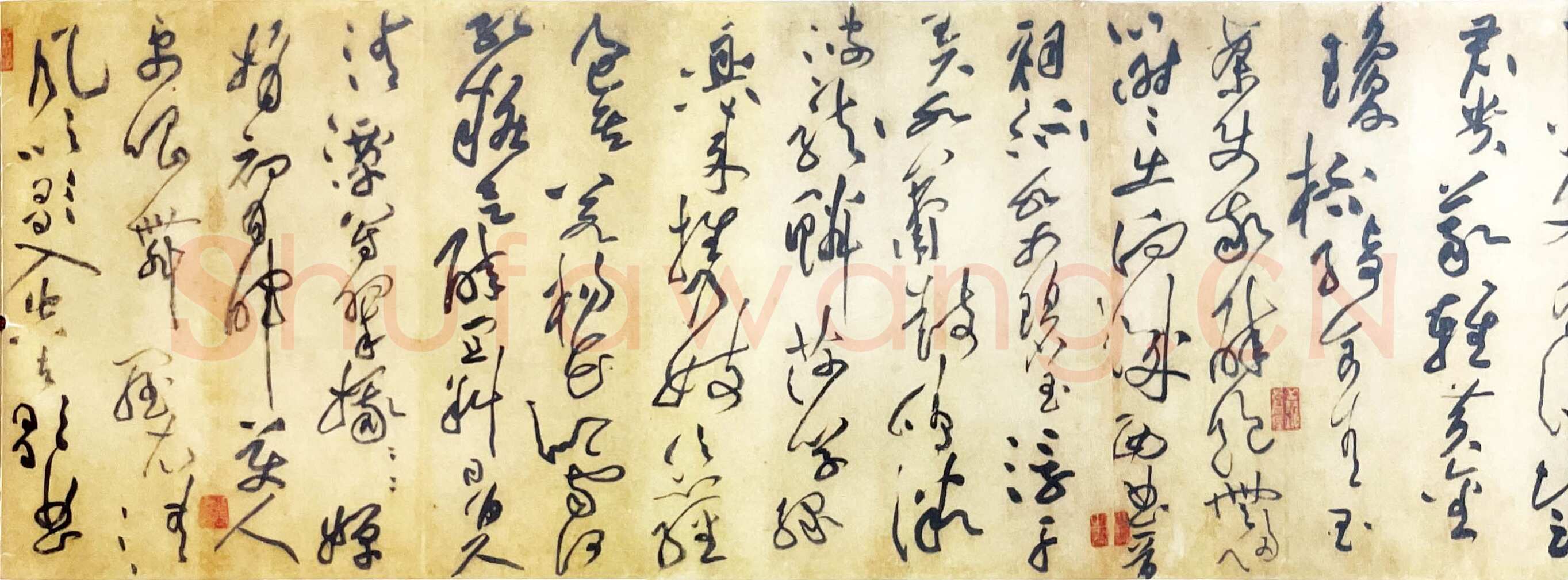黄庭坚《李白忆旧游诗草书卷》纸本草书 37×392.5cm 约书于崇宁三年(1104)日本京都藤井斋成舍有邻馆藏