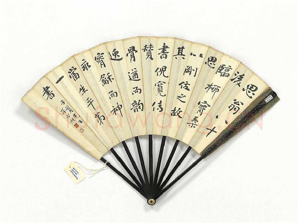 曾熙《乔柯霜劲论书书画合扇》纸本 18×46.6cm 台北故宫博物院藏