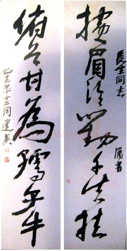 冯建吴《草书鲁迅七言联》