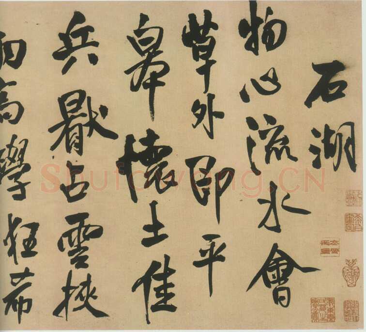 王铎《自书石湖等五首卷》清顺治三年(丙戌1646年)。行书 纸本 27×253cm 天津艺术博物馆藏