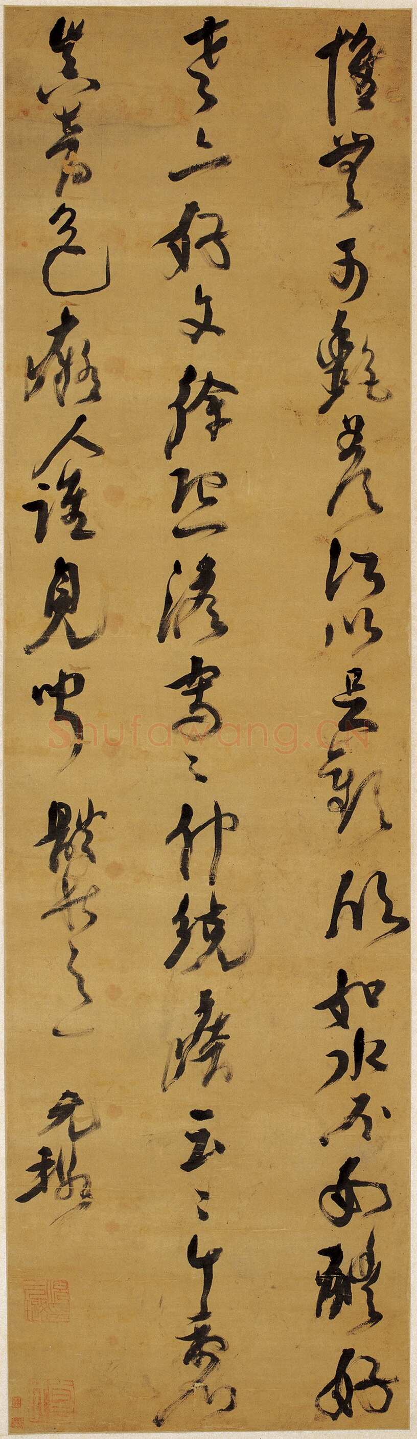倪元璐《行草书体秋之一五律轴》纸本行草书　156×44cm 西泠印社藏