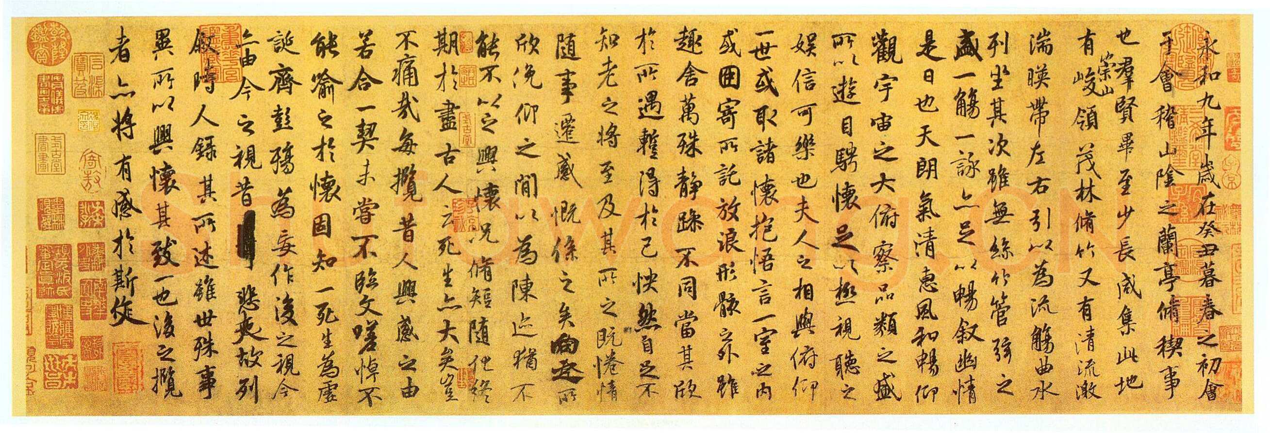 褚遂良《摹王羲之兰亭序》(兰亭八柱第二本)卷 纸本 24×88.5cm 北京故宫博物院藏