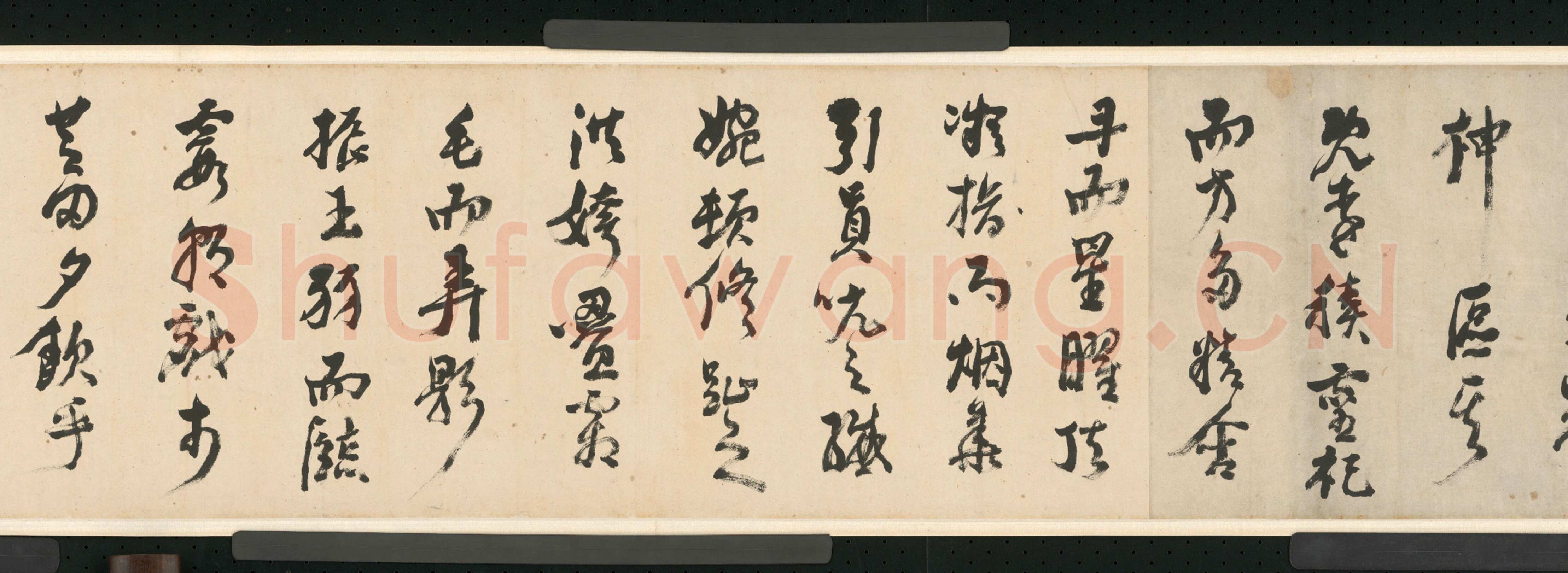 倪元璐《行草舞鹤赋卷》行草书，30.4×909.8cm。崇祯二年(1629)北京故宫博物院藏