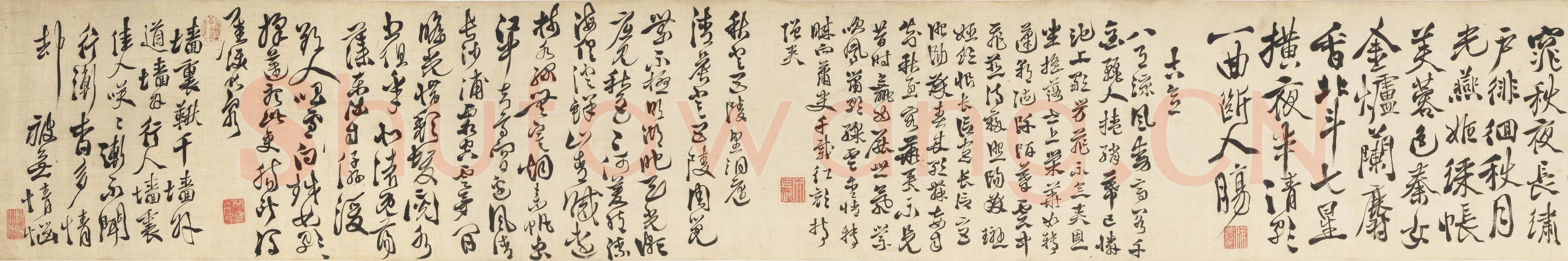 徐渭《行书唐宋诗词卷》绢本行书 22.5×269cm 上海博物馆藏