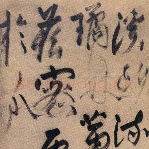 元代杨维祯《“溪头流水泛胡麻”七绝诗轴》纸本草书 107.7×34.9cm 上海博物馆藏 约至正23年(1363)
