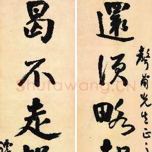 近现代谭延闿《行书还须曷不七言联》纸本行书 174x41.8cm×2 江苏省美术馆藏