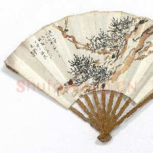 近现代曾熙《古松临书书画合扇》纸本 19×49cm 1927年作 台北故宫博物院藏
