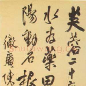 明代王铎《自作太平庵五律诗》轴 崇禎十四年(壬午1642年)， 绫本 224×52.7厘米 天津博物馆藏。