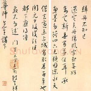 明代王宠《致尊师书札》页 纸本 行草书 22.7×12.2 cm×2 浙江省博物馆藏