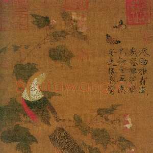 宋代赵佶《芙蓉锦鸡图》轴(传)绢本设色 81.5×53.6cm 北京故宫博物院藏