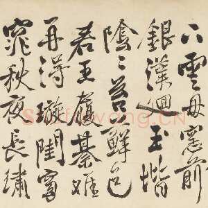 明代徐渭《行书唐宋诗词卷》绢本行书 22.5×269cm 上海博物馆藏