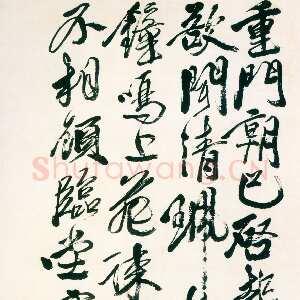 明代徐渭《行书王维“待储光羲不至”五律诗轴》纸本行书，227cm×105.2cm 浙江省博物馆藏