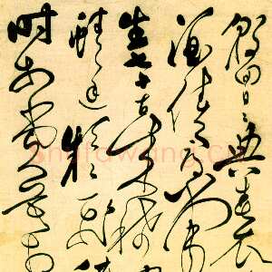 明代张弼《杜甫曲江二首之一诗轴》纸本草书 149.3×66.9cm 浙江省博物馆藏