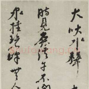 明代倪元璐《行书李白“访戴天山道士不遇”五律诗轴》绢本行书 103.7×60.3cm 上海博物馆藏