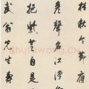 清代查士标《行书贺寿七律诗轴》绢本行书 175×50cm 浙江省宁波天一阁藏
