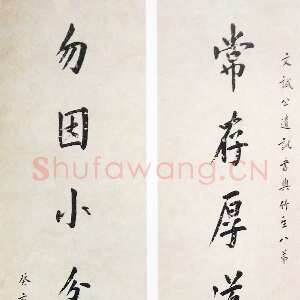 清代 陈宝琛 行书《行书八言联、行书论道轴》