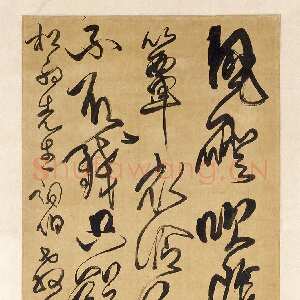 清代傅山《草书风磴吹阴雪五律诗轴》绫本，纵185.7cm，横51cm。北京故宫博物院藏