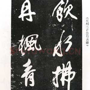 清代傅山《饮水丹枫石刻七言诗行书联》(墨拓)