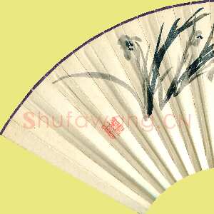 近现代白蕉《夏日情怀如水兰花扇》壬寅(1962年)